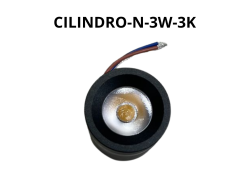 CILINDRO NEGRO 3W 3000K - Electrónica Poderosa